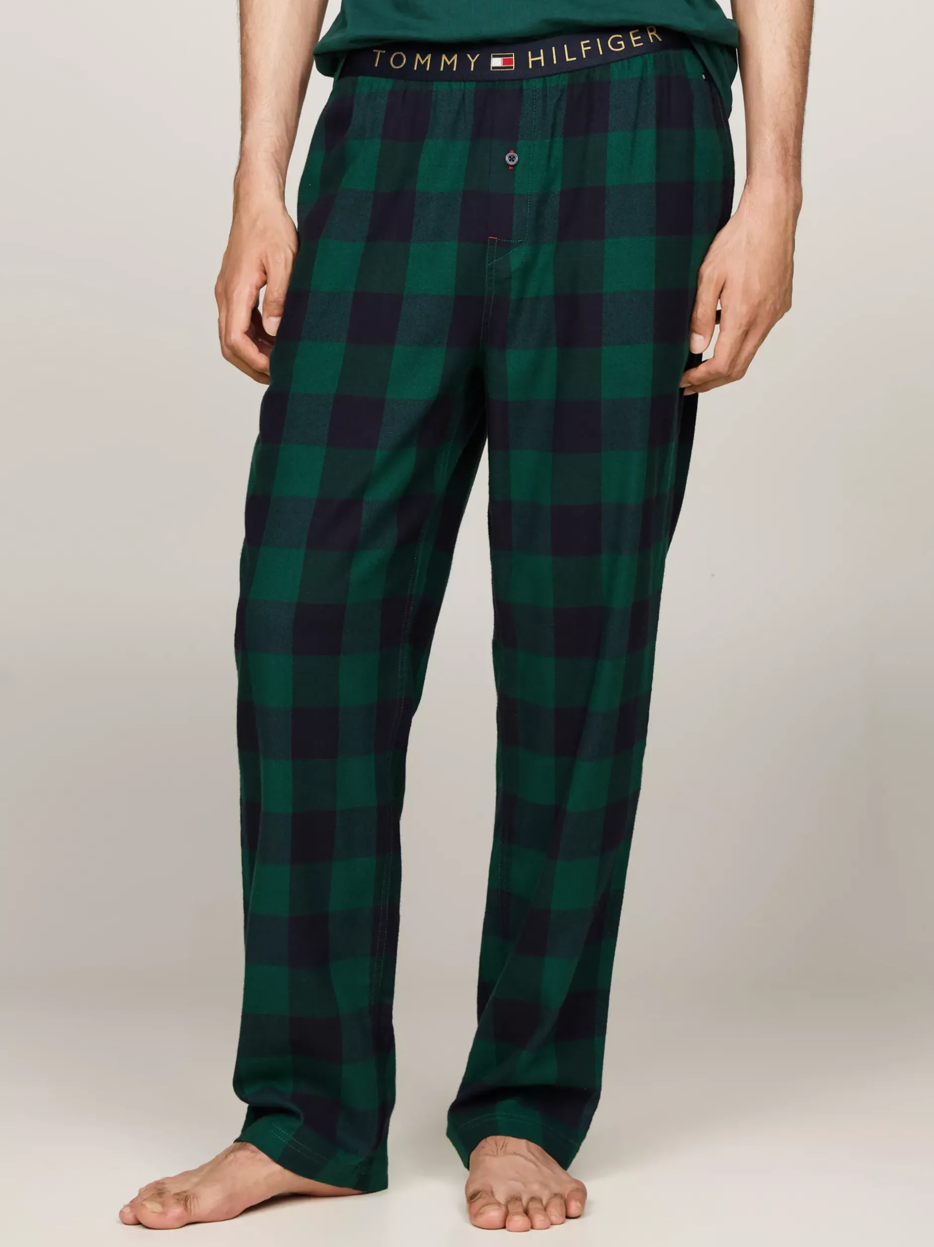 Piżamy*Tommy Hilfiger Flanelowe Spodnie Od Piżamy TH Original BUFFALO CHECK GREEN