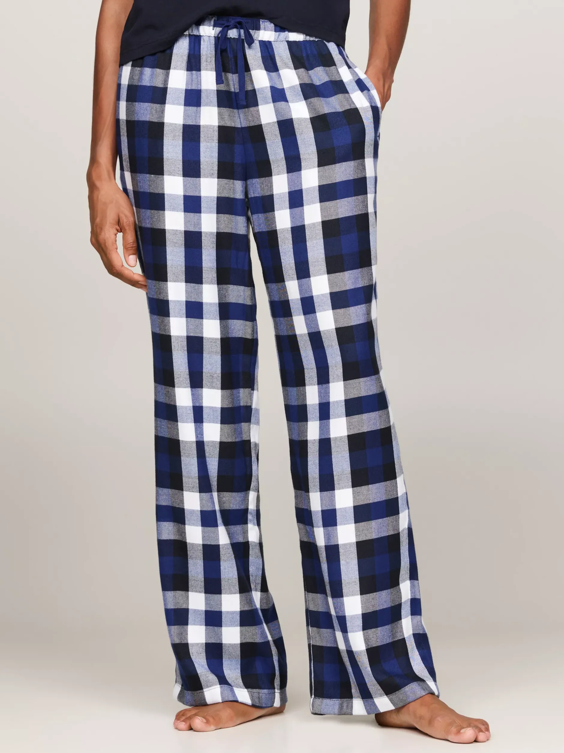 Piżamy & Odziez Nocna*Tommy Hilfiger Flanelowy Dół Od Piżamy TH Original HERITAGE CHECK MIDI BLUE INK