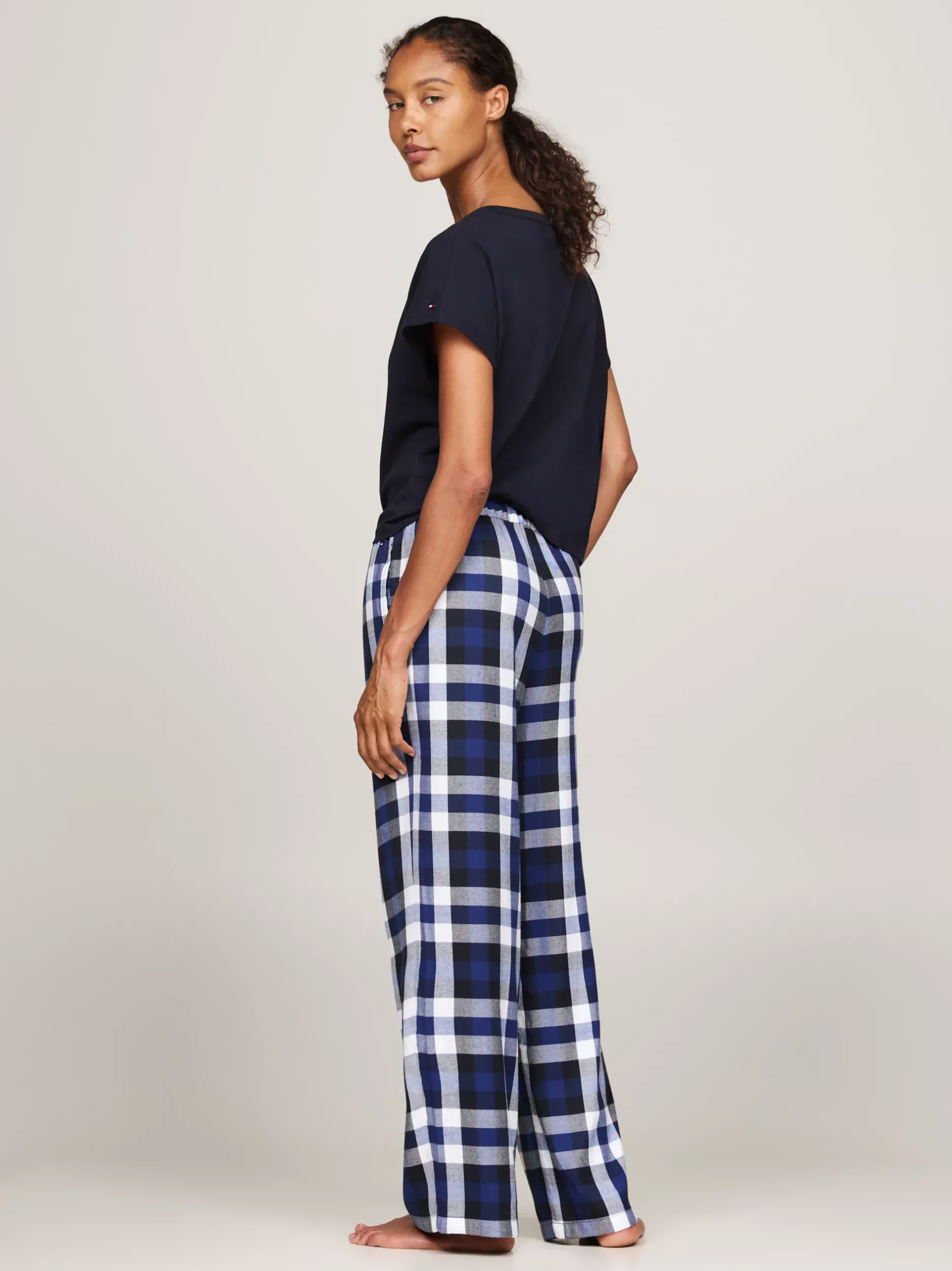 Piżamy & Odziez Nocna*Tommy Hilfiger Flanelowy Dół Od Piżamy TH Original HERITAGE CHECK MIDI BLUE INK