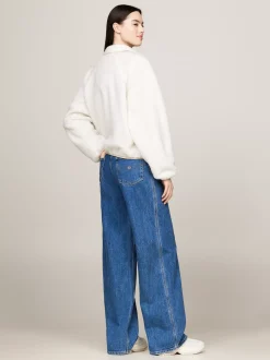 Kurtki & Płaszcze*Tommy Hilfiger Futerkowa Kurtka Bomber O Skróconym Kroju ANCIENT WHITE