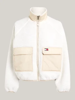 Kurtki & Płaszcze*Tommy Hilfiger Futerkowa Kurtka Bomber O Skróconym Kroju ANCIENT WHITE