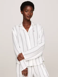 Koszule & Bluzki*Tommy Hilfiger Góra Od Piżamy TH Original THIN STRIPES IVORY