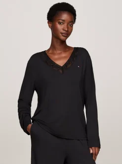 T-Shirty*Tommy Hilfiger Góra Od Piżamy Z Długim Rękawem BLACK