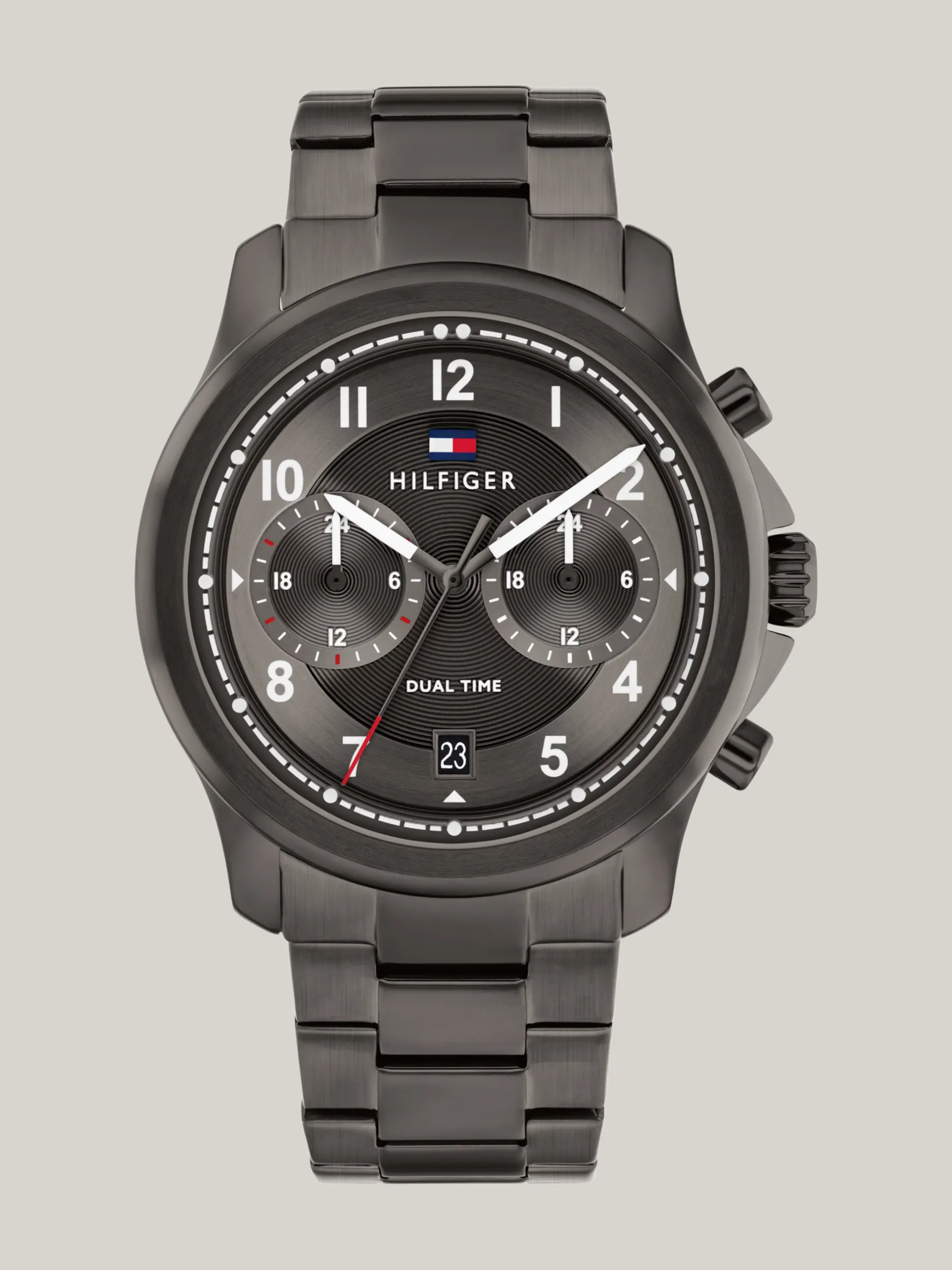Zegarki*Tommy Hilfiger Grafitowy Zegarek Z Subtarczami Dual Time GREY