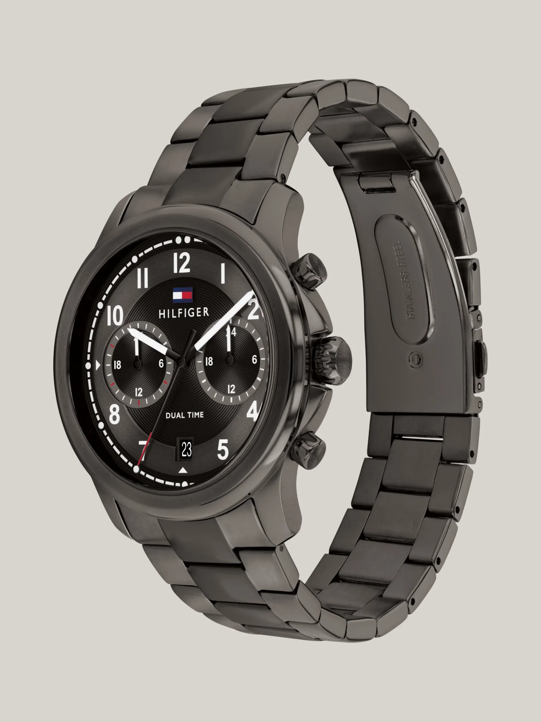 Zegarki*Tommy Hilfiger Grafitowy Zegarek Z Subtarczami Dual Time GREY