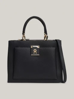Torebki Tote*Tommy Hilfiger Groszkowana Torba Typu Tote TH Monogram BLACK
