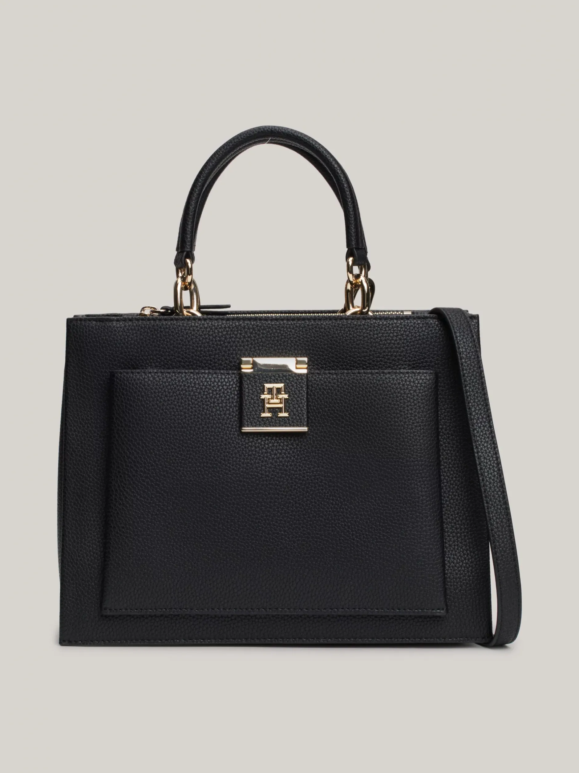 Torebki Tote*Tommy Hilfiger Groszkowana Torba Typu Tote TH Monogram BLACK