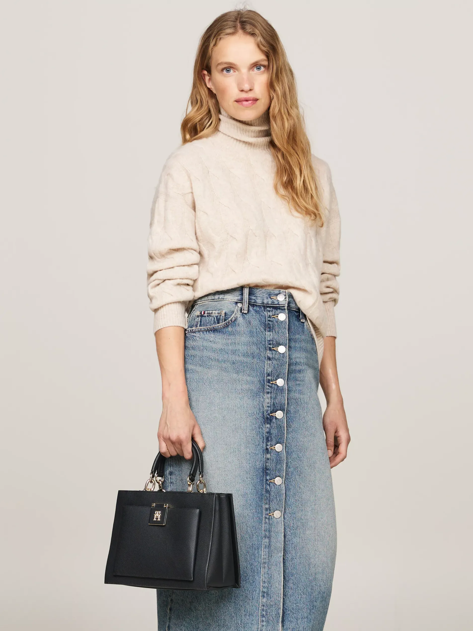 Torebki Tote*Tommy Hilfiger Groszkowana Torba Typu Tote TH Monogram BLACK