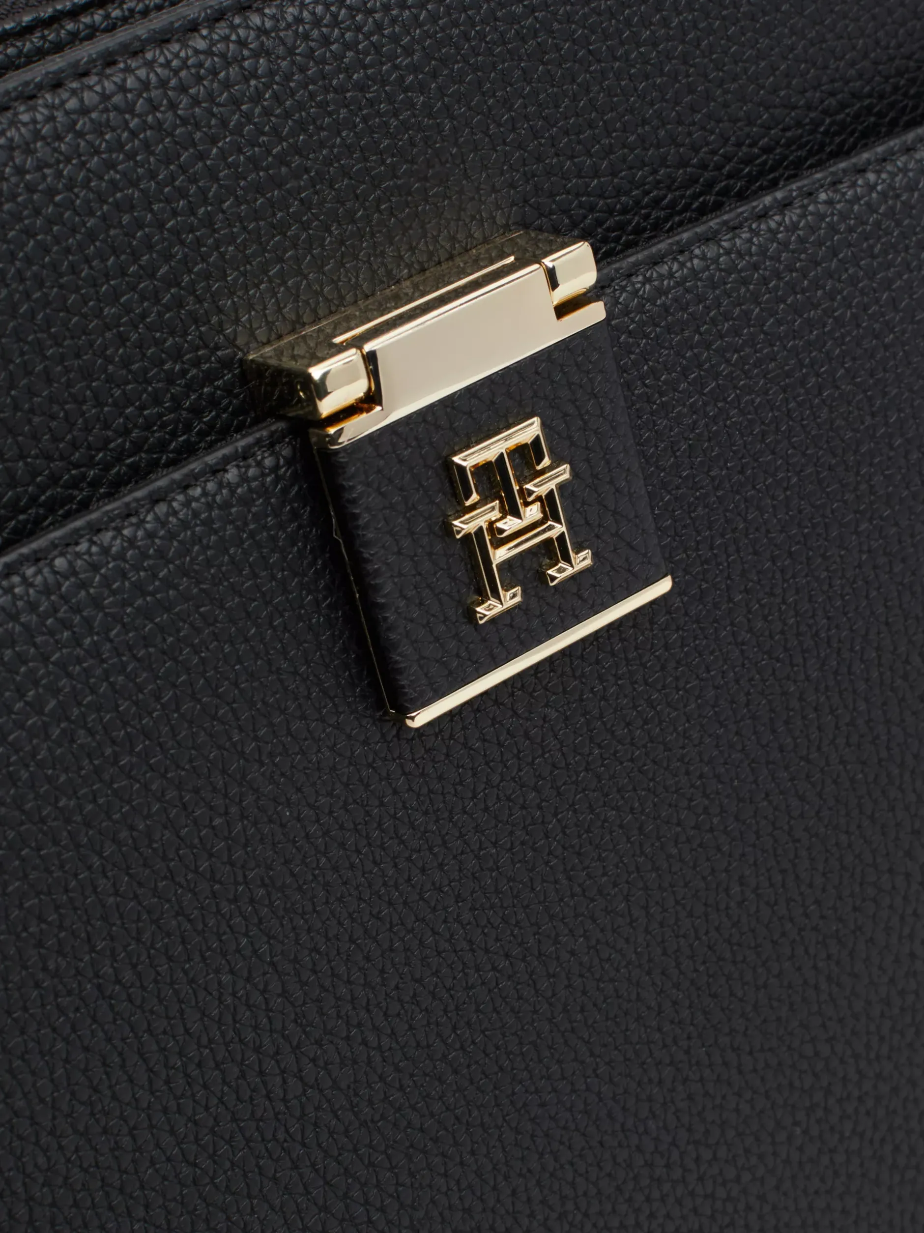 Torebki-Worki*Tommy Hilfiger Groszkowana Torebka Na Pasku TH Monogram BLACK
