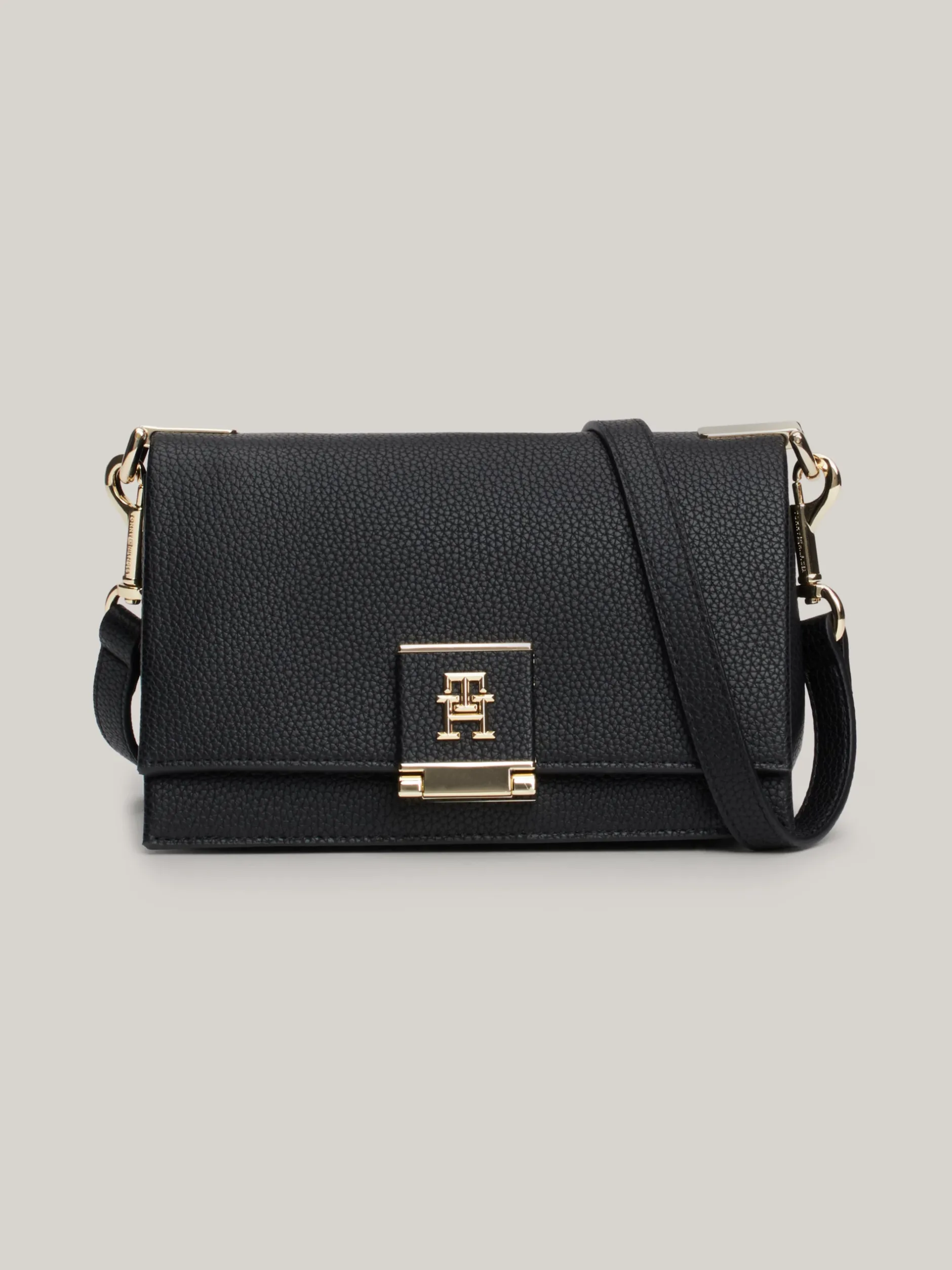 Torebki Na Pasku*Tommy Hilfiger Groszkowana Torebka Na Ramię TH Monogram BLACK