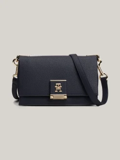 Torebki Na Pasku*Tommy Hilfiger Groszkowana Torebka Na Ramię TH Monogram SPACE BLUE