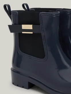Botki*Tommy Hilfiger Gumowce Na Obcasie Klockowym SPACE BLUE
