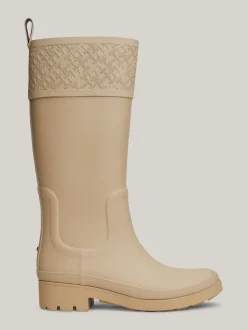 Botki*Tommy Hilfiger Gumowe Kalosze Na Podeszwie Z Protektorem BEIGE