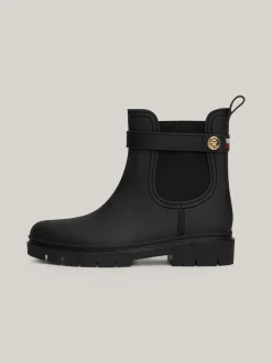 Botki*Tommy Hilfiger Gumowe Kalosze Z Podeszwą Z Protektorem BLACK