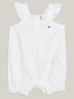 Dziewczynki|Chłopcy*Tommy Hilfiger Haftowane Ogrodniczki TH Monogram W Ozdobnym Woreczku WHITE
