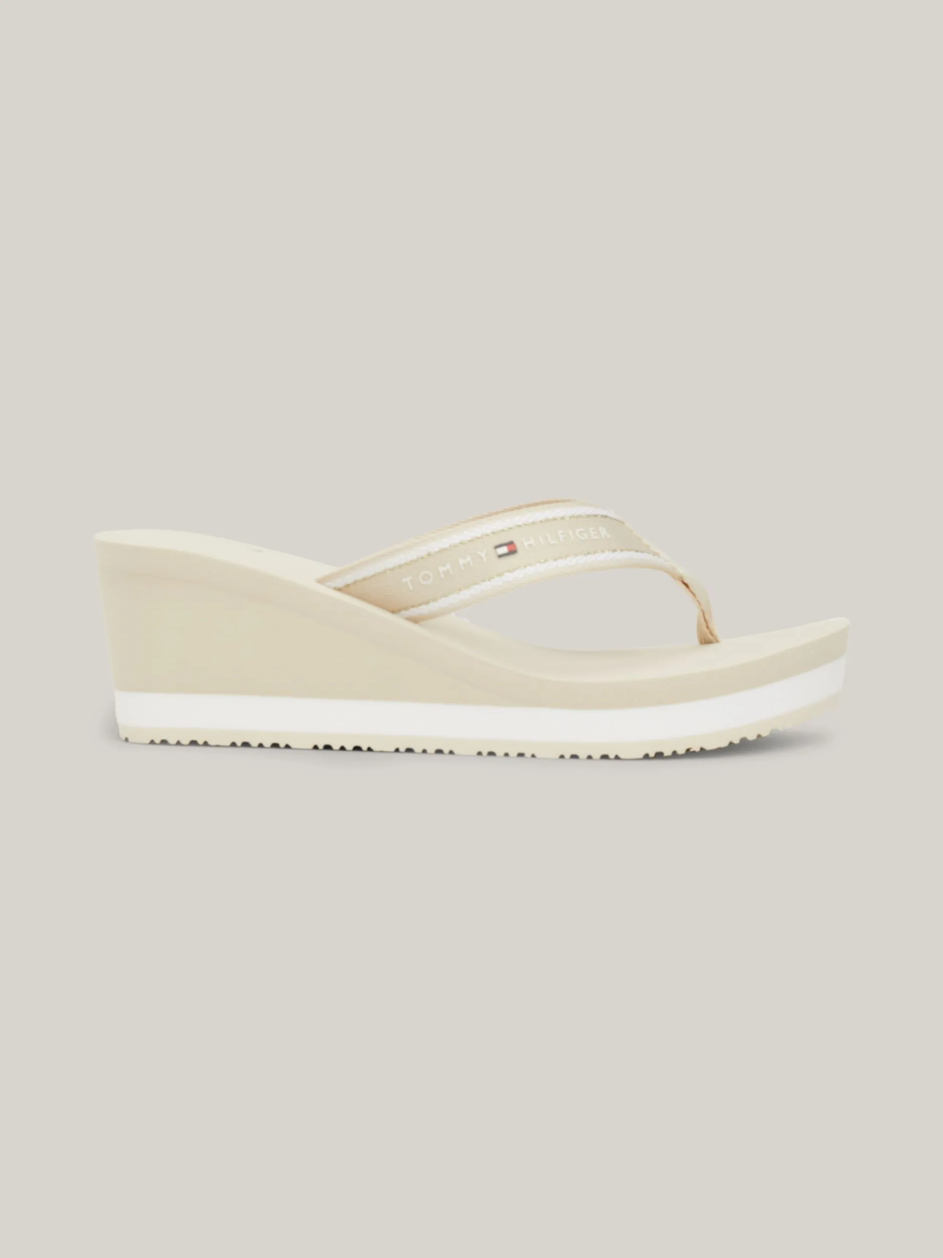 Sandały*Tommy Hilfiger Japonki Na Koturnie Z Logo CLASSIC BEIGE