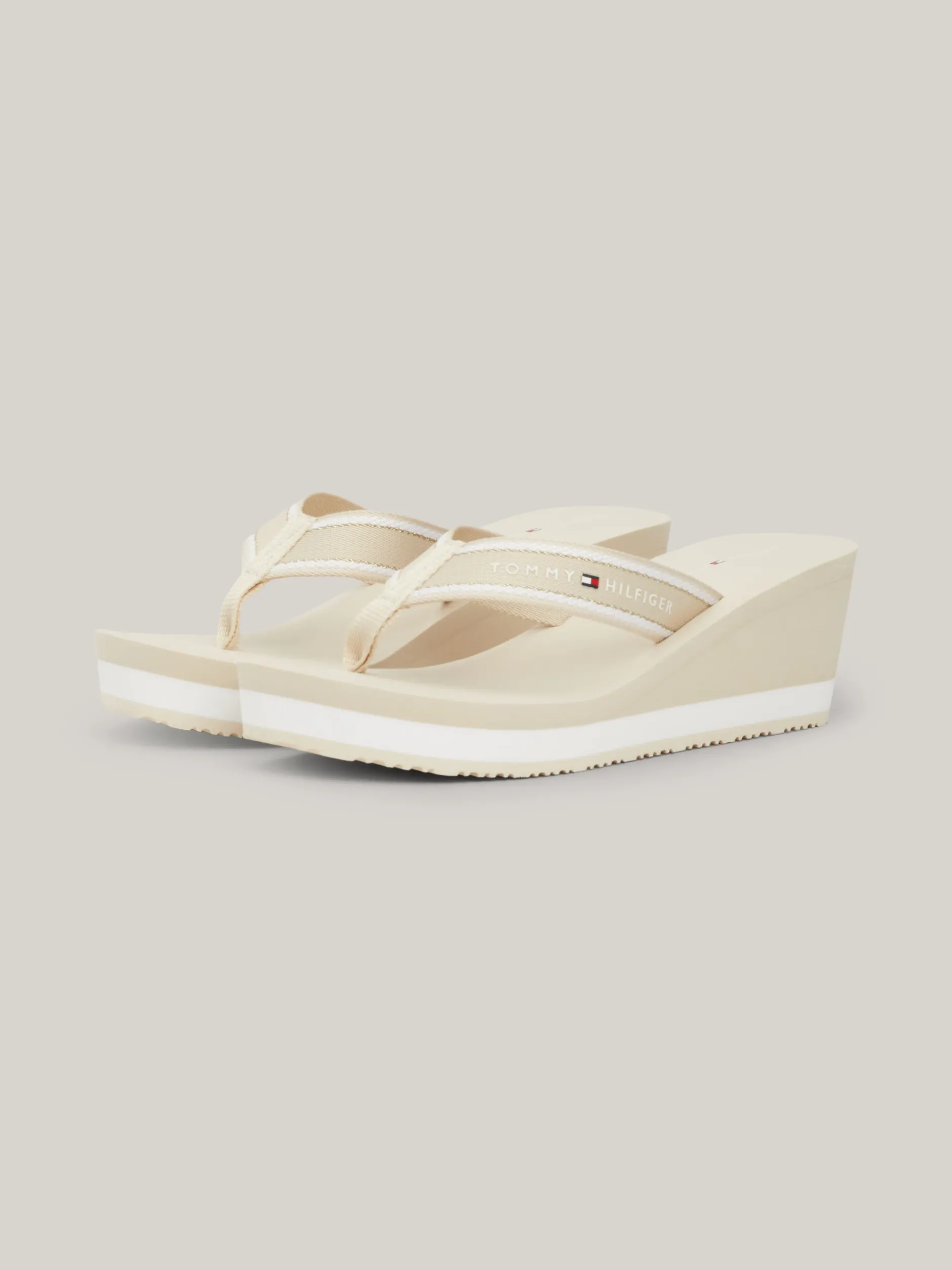Sandały*Tommy Hilfiger Japonki Na Koturnie Z Logo CLASSIC BEIGE
