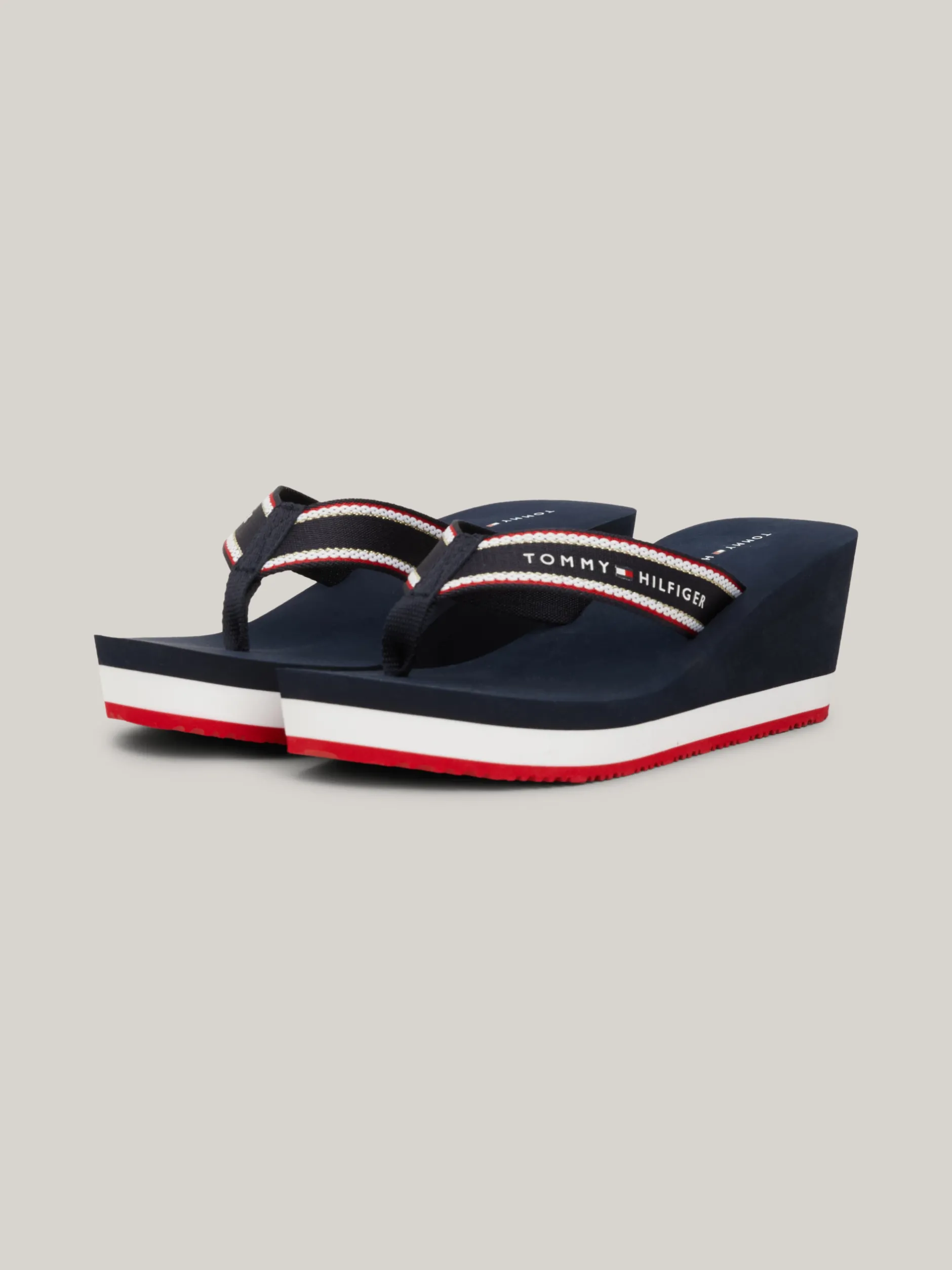 Sandały*Tommy Hilfiger Japonki Na Koturnie Z Logo SPACE BLUE