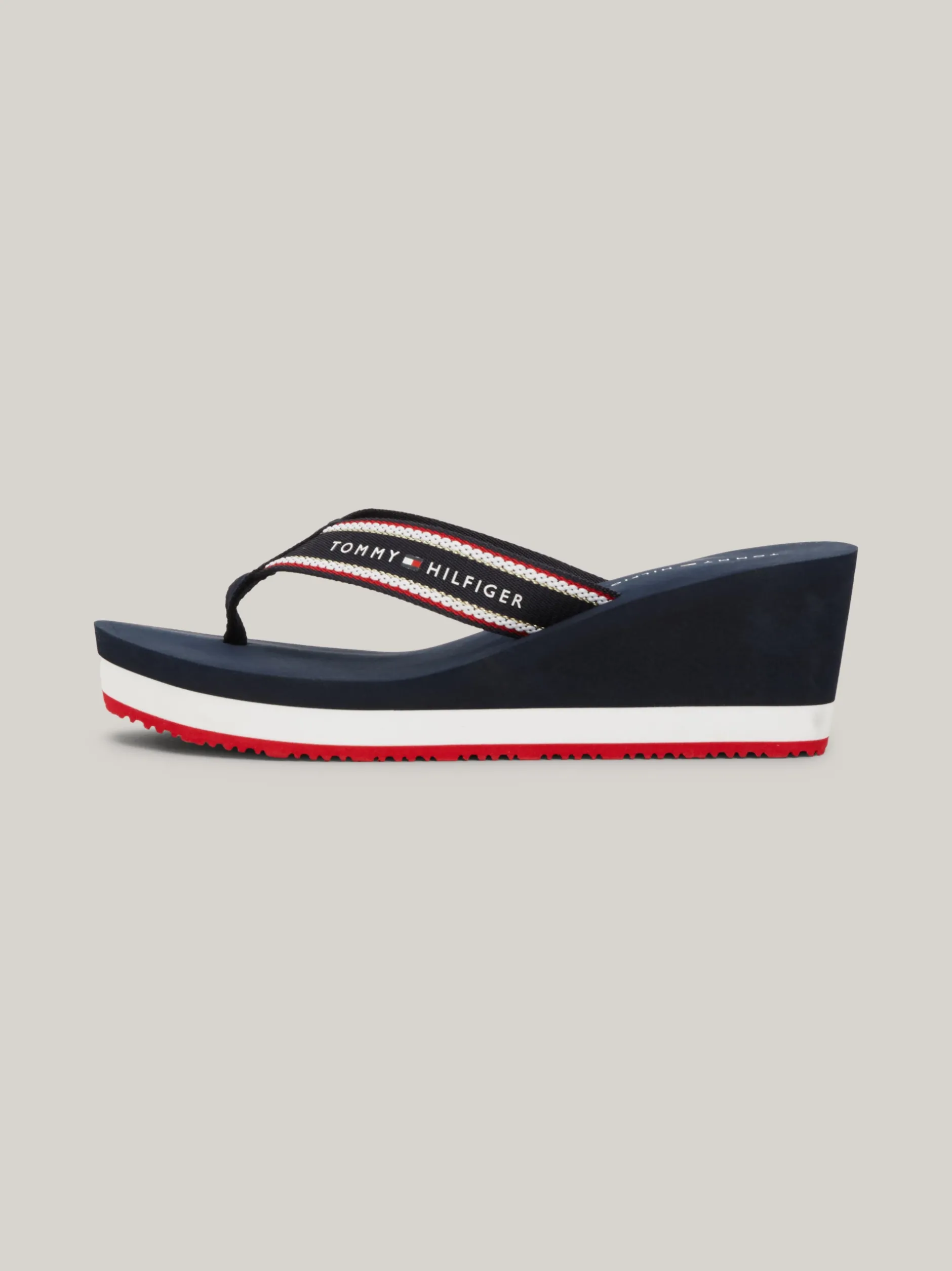 Sandały*Tommy Hilfiger Japonki Na Koturnie Z Logo SPACE BLUE