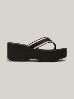 Sandały*Tommy Hilfiger Japonki Na Platformie Z Logo BLACK