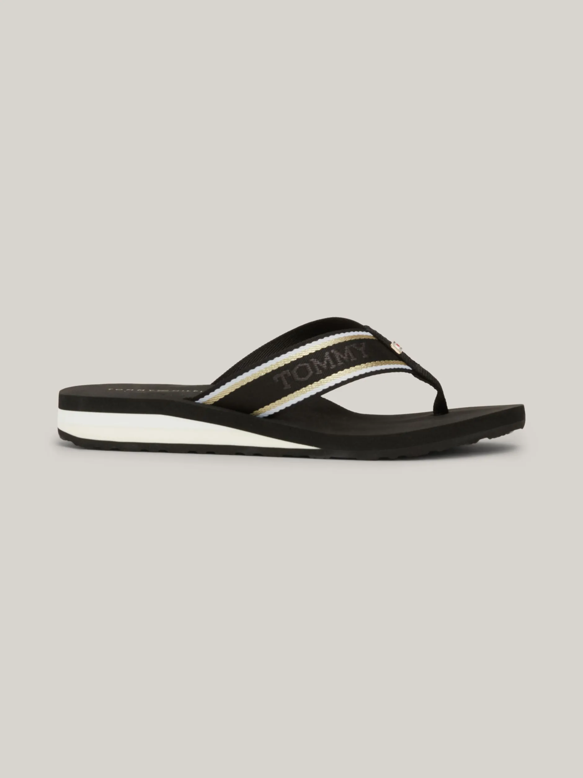 Sandały*Tommy Hilfiger Japonki Z Parcianymi Paskami I Logo BLACK