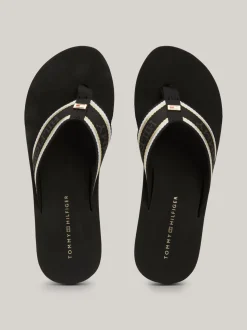 Sandały*Tommy Hilfiger Japonki Z Parcianymi Paskami I Logo BLACK
