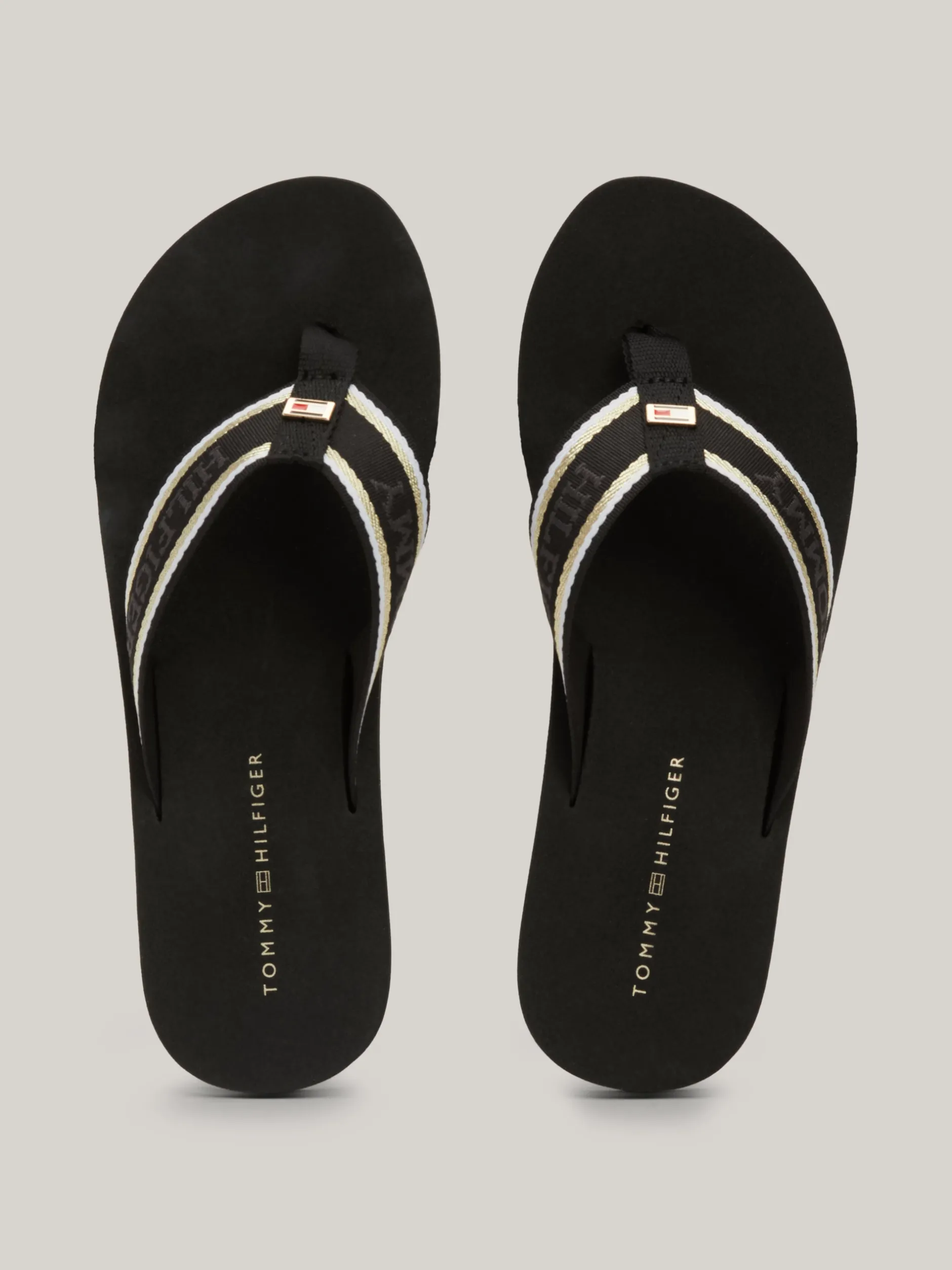 Sandały*Tommy Hilfiger Japonki Z Parcianymi Paskami I Logo BLACK