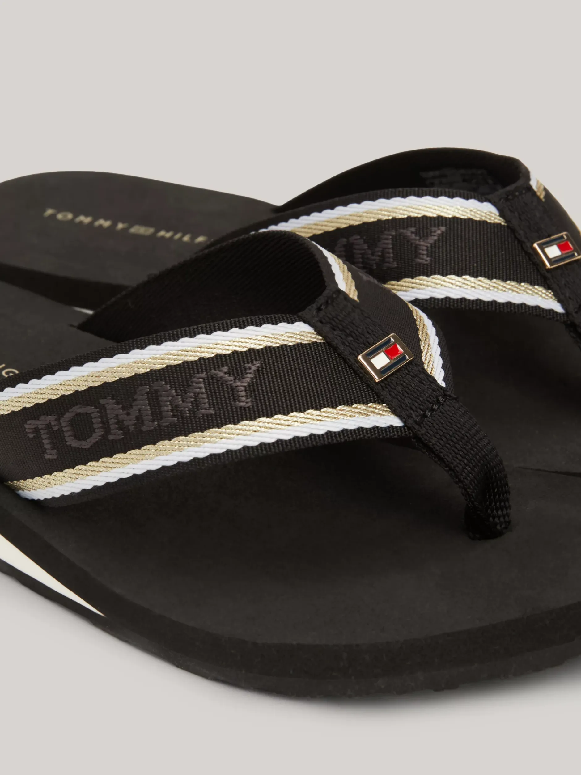 Sandały*Tommy Hilfiger Japonki Z Parcianymi Paskami I Logo BLACK
