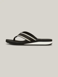 Sandały*Tommy Hilfiger Japonki Z Parcianymi Paskami I Logo BLACK