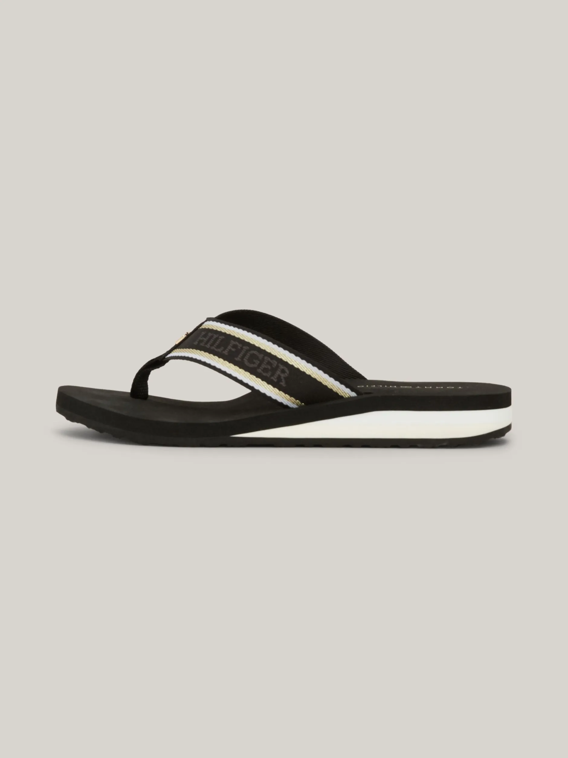Sandały*Tommy Hilfiger Japonki Z Parcianymi Paskami I Logo BLACK