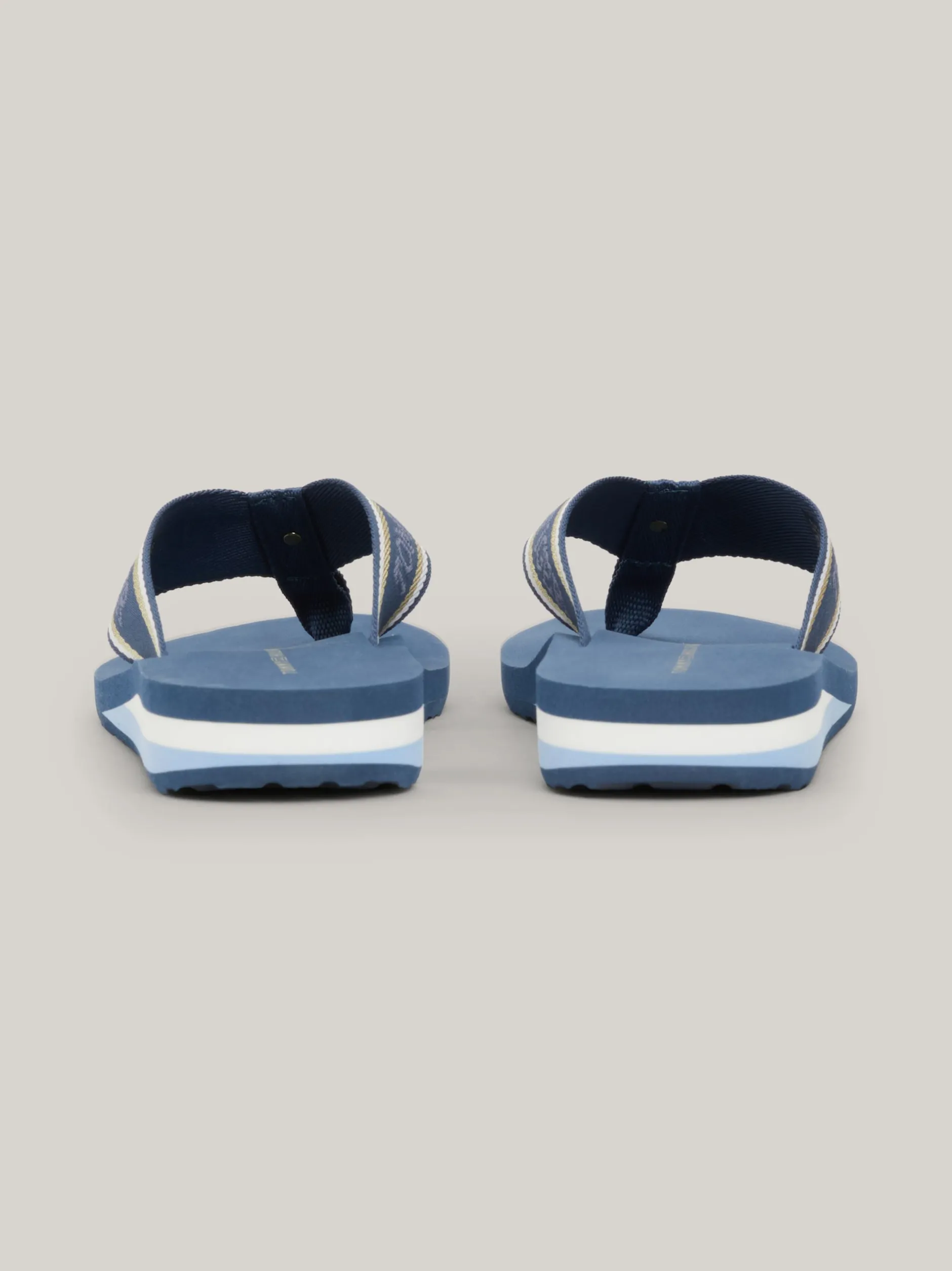 Sandały*Tommy Hilfiger Japonki Z Parcianymi Paskami I Logo FOSSIL BLUE