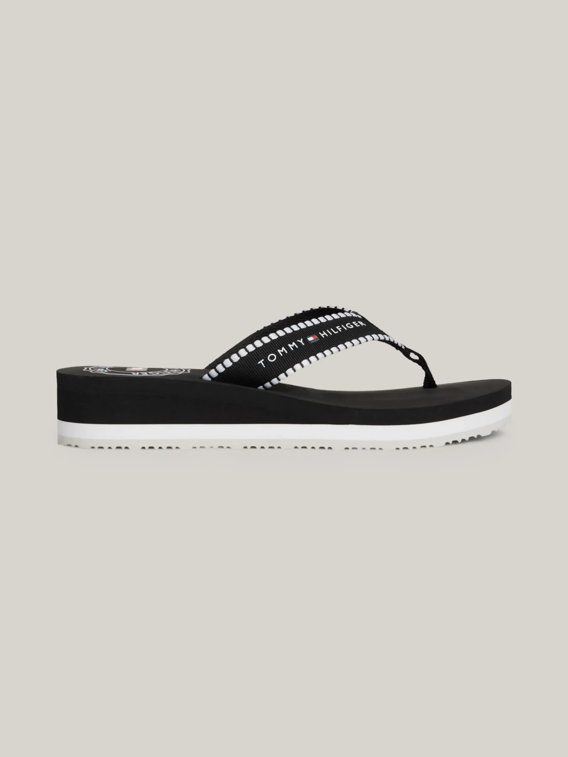 Sandały*Tommy Hilfiger Japonki Z Parcianymi Paskami Z Logo BLACK