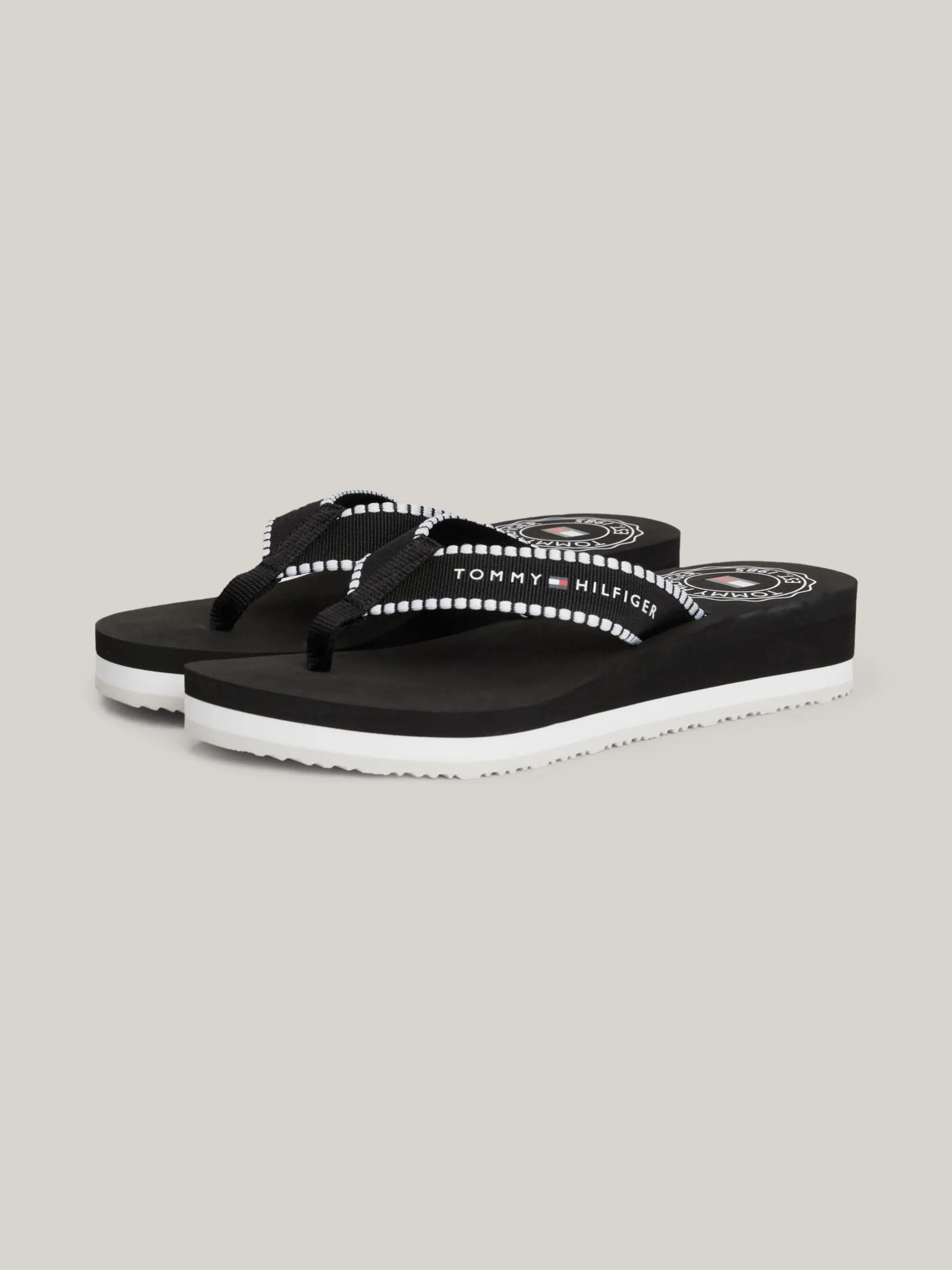 Sandały*Tommy Hilfiger Japonki Z Parcianymi Paskami Z Logo BLACK