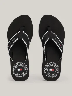 Sandały*Tommy Hilfiger Japonki Z Parcianymi Paskami Z Logo BLACK