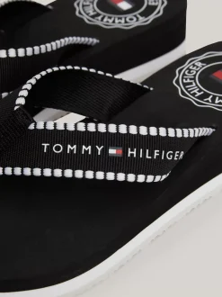Sandały*Tommy Hilfiger Japonki Z Parcianymi Paskami Z Logo BLACK