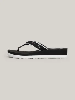 Sandały*Tommy Hilfiger Japonki Z Parcianymi Paskami Z Logo BLACK