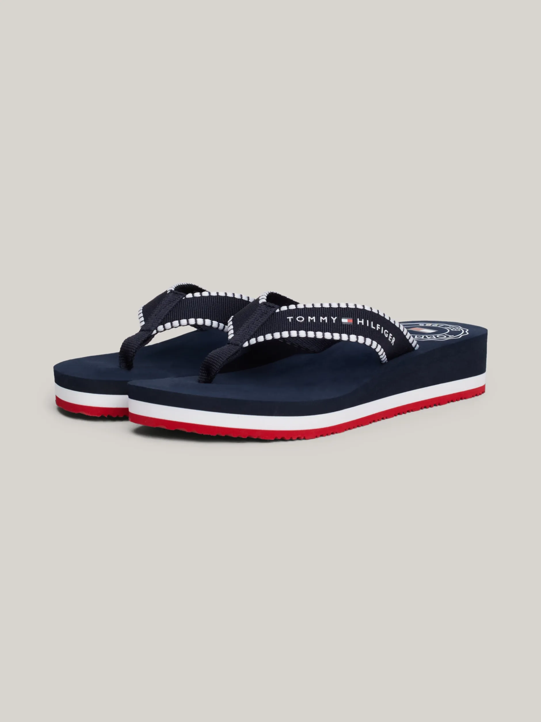 Sandały*Tommy Hilfiger Japonki Z Parcianymi Paskami Z Logo SPACE BLUE