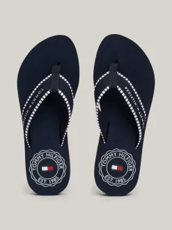 Sandały*Tommy Hilfiger Japonki Z Parcianymi Paskami Z Logo SPACE BLUE