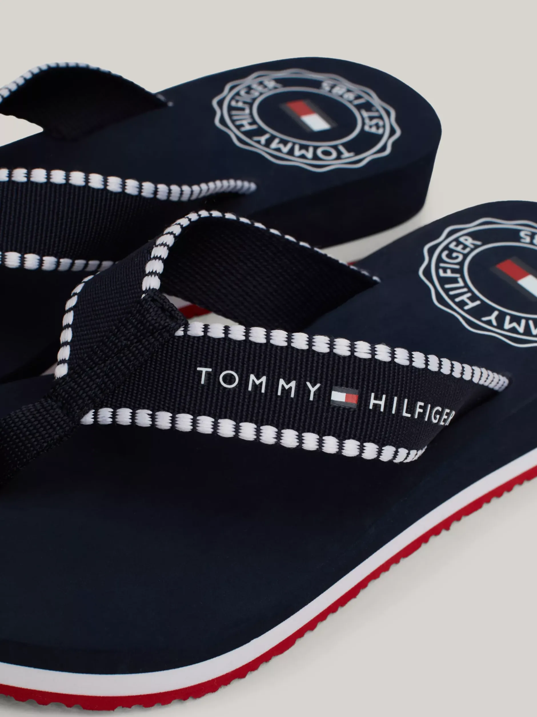 Sandały*Tommy Hilfiger Japonki Z Parcianymi Paskami Z Logo SPACE BLUE