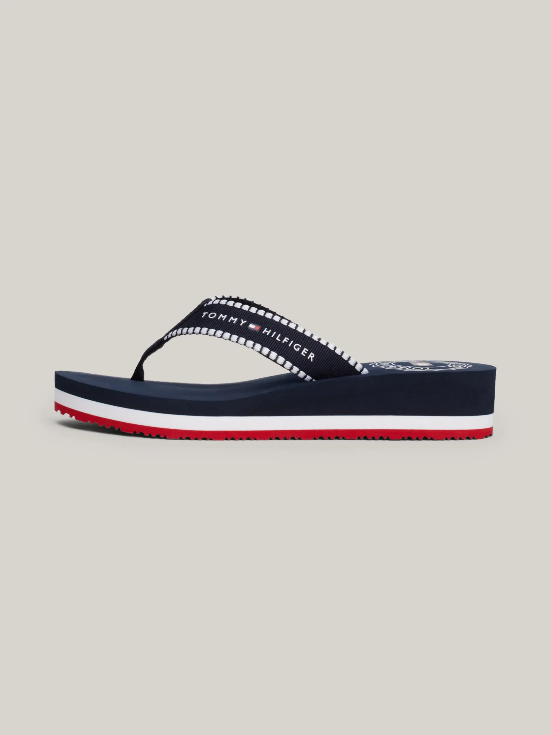 Sandały*Tommy Hilfiger Japonki Z Parcianymi Paskami Z Logo SPACE BLUE