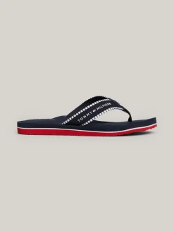 Sandały*Tommy Hilfiger Japonki Z Parcianymi Paskami I Logo SPACE BLUE