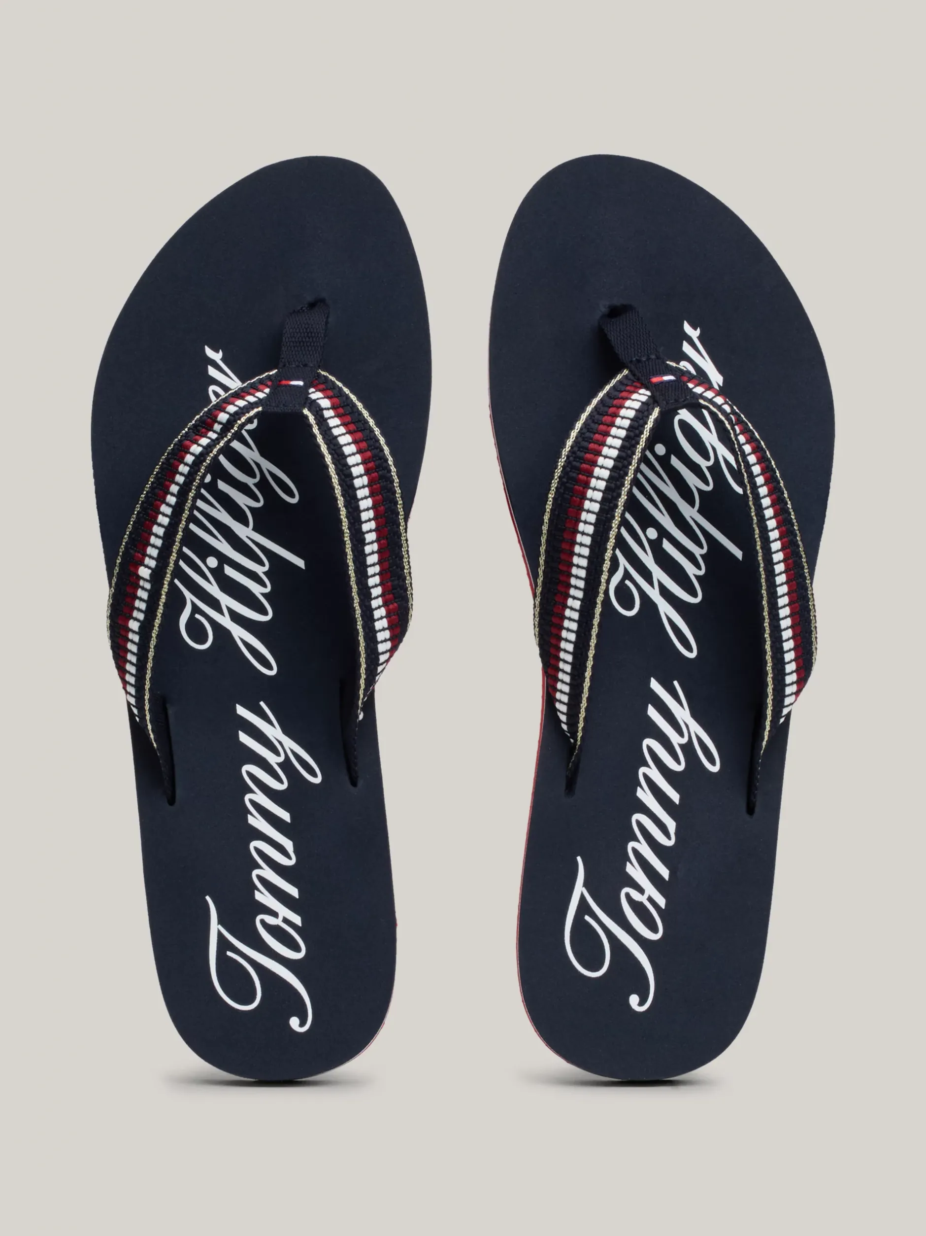 Sandały*Tommy Hilfiger Japonki Z Paskami Z Sygnowanej Taśmy SPACE BLUE