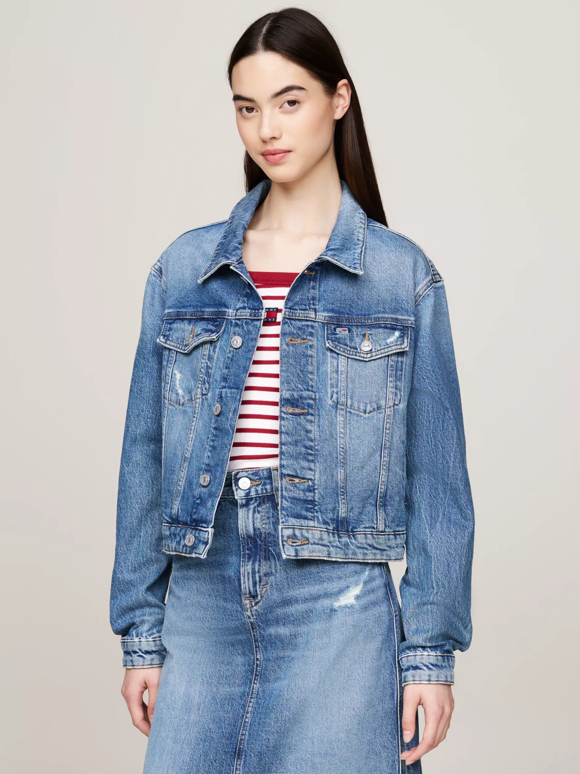 Kurtki & Płaszcze*Tommy Hilfiger Jeansowa Kurtka Typu Trucker DENIM MEDIUM
