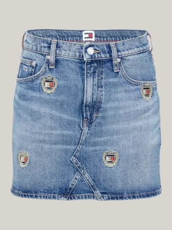 Spódnice*Tommy Hilfiger Jeansowa Spódnica Izzie Ze średnim Stanem DENIM MEDIUM