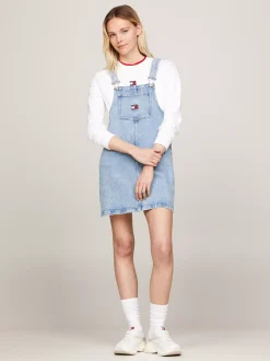 Sukienki*Tommy Hilfiger Jeansowa Sukienka Ogrodniczka O Długości Mini DENIM LIGHT