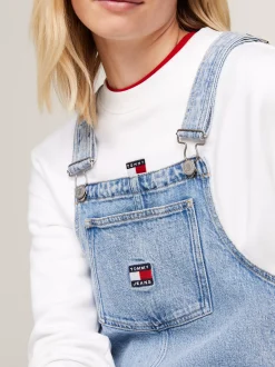 Sukienki*Tommy Hilfiger Jeansowa Sukienka Ogrodniczka O Długości Mini DENIM LIGHT