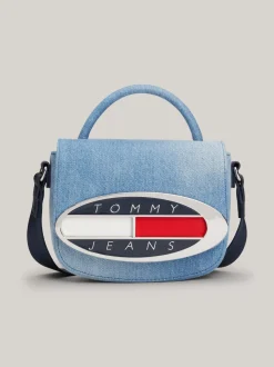 Torebki Na Pasku*Tommy Hilfiger Jeansowa Torebka Na Ramię Z Plakietką Origin DENIM
