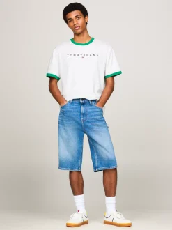 Szorty*Tommy Hilfiger Jeansowe Szorty W Stolarskim Stylu DENIM MEDIUM