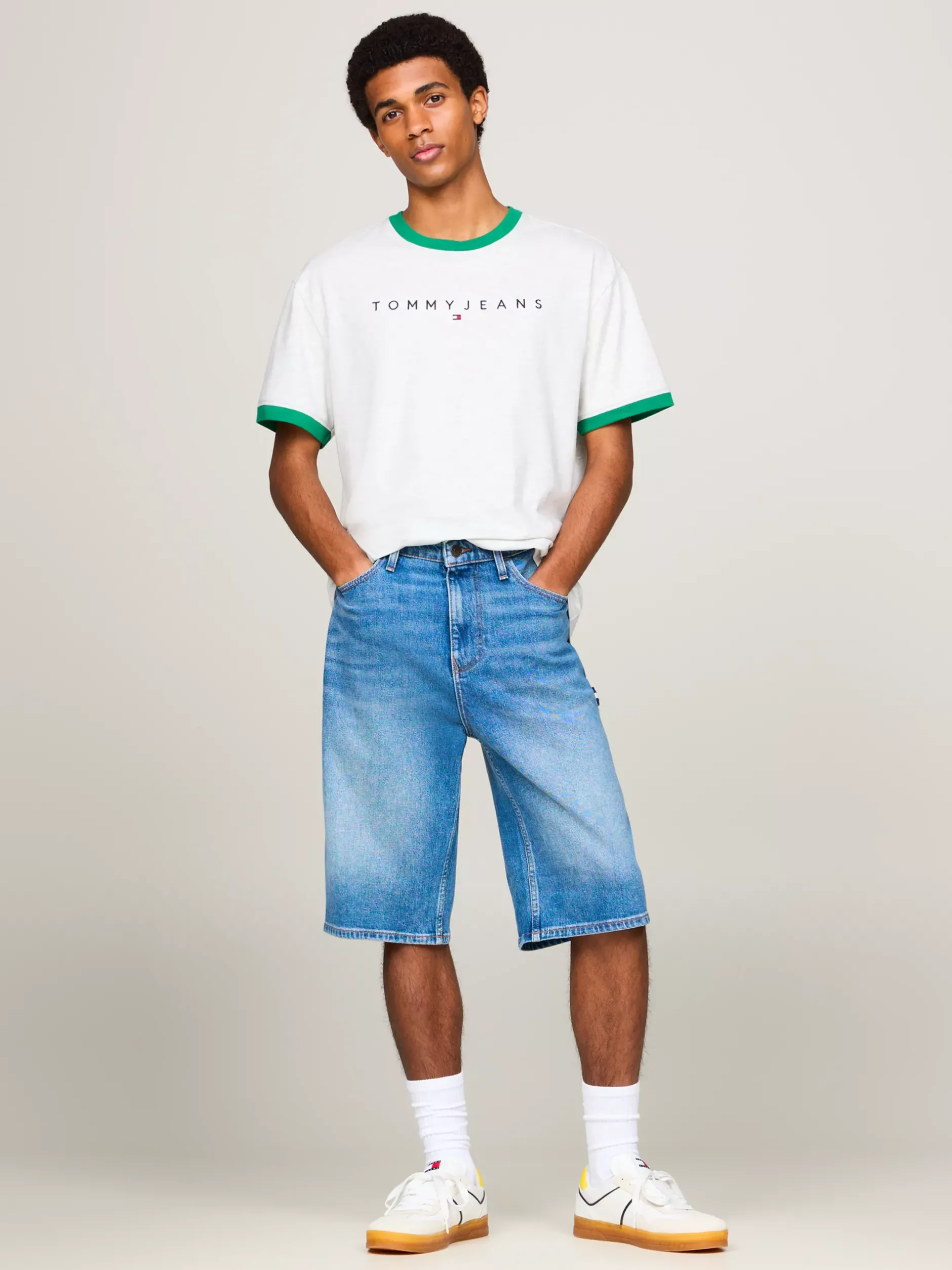 Szorty*Tommy Hilfiger Jeansowe Szorty W Stolarskim Stylu DENIM MEDIUM