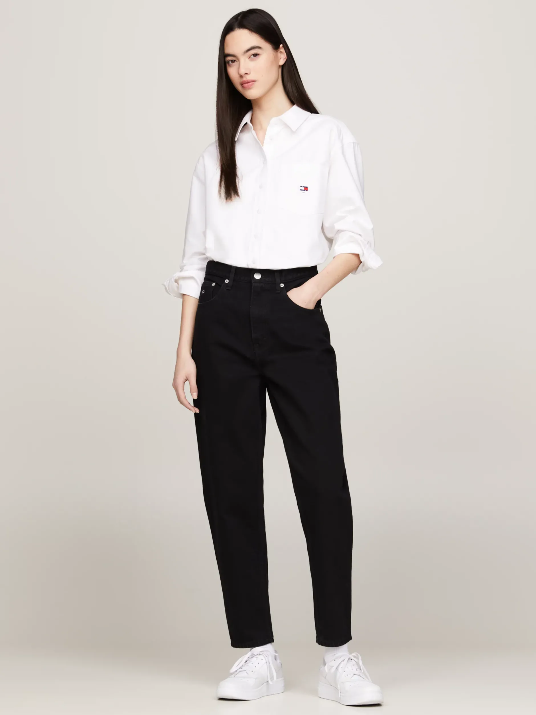 Jeansy*Tommy Hilfiger Jeansy O Kroju Mom Fit Ze Zwężanymi Nogawkami DENIM BLACK